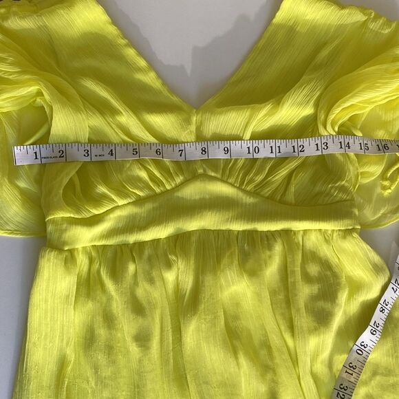VERO MODA Aware Neon Yellow Cap Sleeve Ruffle Midi Dress Size XS NWT - Picture 13 of 15